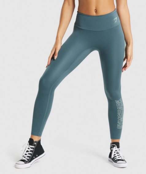 Legginsy Gymshark Treningowe Grafiką Damskie Granatowe | PL 843IST